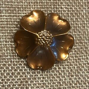 Vintage Solid Copper Flower Brooch  (1 1/4”)